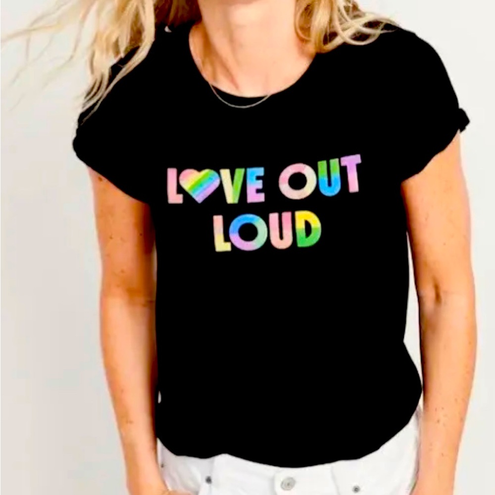 NWT Old Navy “Love Out Loud” black women’s tshirt SIZE SMALL TALL
